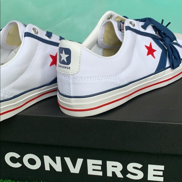 CONVERSE STAR PLAYER OX WHITE/NAVY/GUM RED MEN’S - Picture 11 of 16